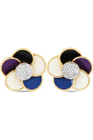 Rosato Floral motif 18K gold diamond and enamel earrings