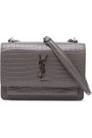 Saint Laurent 2017 Croc Embossed Leather Monogram Sunset Chain Wallet crossbody bag