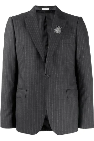 Alexander McQueen Insect-embellished pinstriped blazer