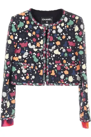 CHANEL 1986-1988 paint-effect tweed jacket