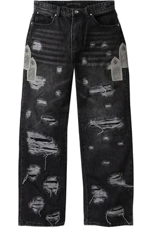 Who Decides War Distressed wide-leg jeans