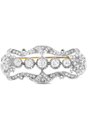 LB Exclusive Antique 18K white and yellow gold diamond brooch