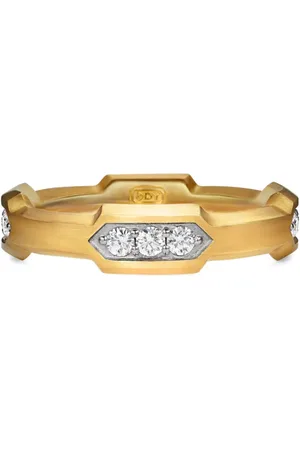 David Yurman 18kt yellow Hex Station diamond band ring (6mm)