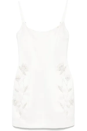 Elisabetta Franchi Floral-embroidered satin mini dress