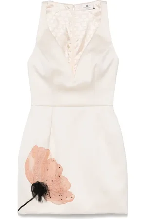 Elisabetta Franchi Floral-embroidery satin mini dress