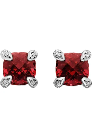 David Yurman Sterling silver Petite Chatelaine rhodolite garnet and diamond stud earrings (6mm)