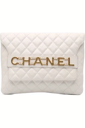 CHANEL 2014-2015 Quilted Calfskin Logo Enchained clutch bag