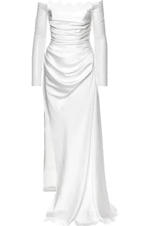 Ana Radu Off-shoulder lace-sleeved gown