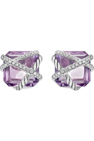 David Yurman Sterling silver Cable Wrap diamond stud earrings (12mm)