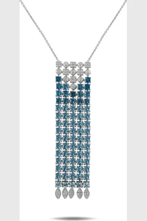 Bvlgari 18K white gold Lucea diamond and topaz necklace