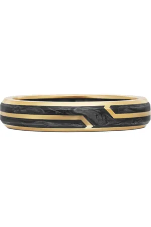 David Yurman 18kt yellow gold Forged Carbon band ring (4mm)