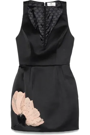 Elisabetta Franchi Floral-embroidery satin mini dress