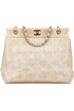 CHANEL 1997-1999 CC Stitched Linen Chain tote bag