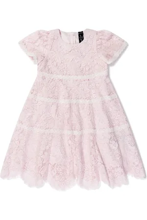 Needle & Thread Contrast-trim tiered lace dress