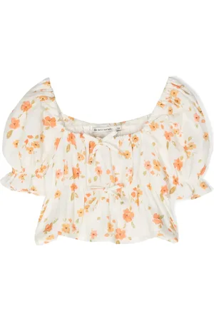 The New Society Puff-sleeve floral-print blouse