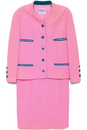 CHANEL 1996 Setup Suit Collarless Jacket Skirt