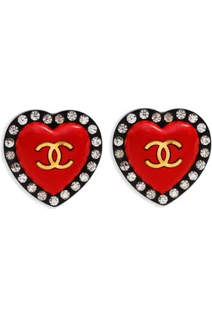 CHANEL 1995 Heart CC Mark clip-on earrings