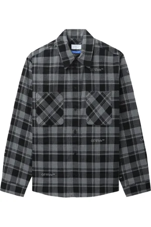 OFF-WHITE Logo-embroidered checked cotton shirt