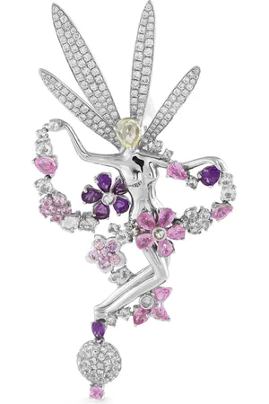 LB Exclusive 18K white gold Fairy diamond and sapphire brooch