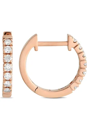 LB Exclusive 14K rose gold diamond hoop earrings