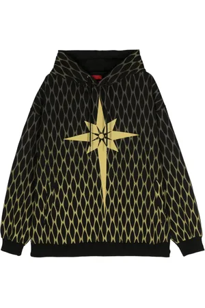Kusikohc Origami-print cotton hoodie