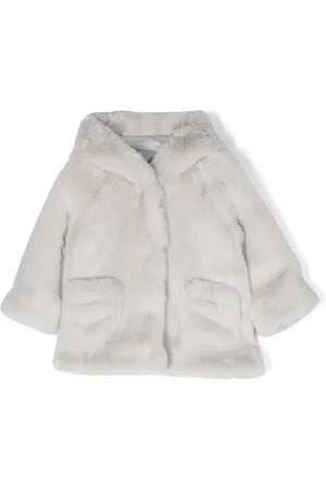 MONNALISA Hooded faux-fur coat