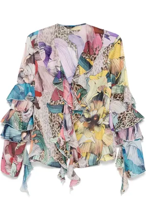 Roberto Cavalli Floral-print chiffon shirt
