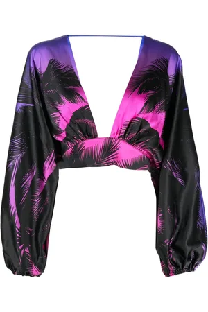 Retrofete Clarisa palm tree-print top