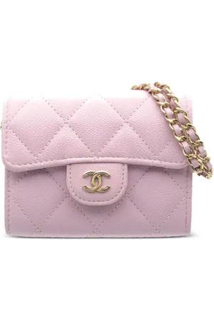 CHANEL 2021 caviar-leather diamond-quilted card holder