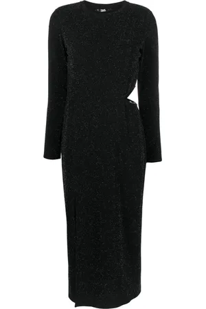 Karl Lagerfeld Long-sleeve lurex midi dress
