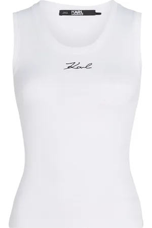 Karl Lagerfeld Logo-embroidered ribbed tank top