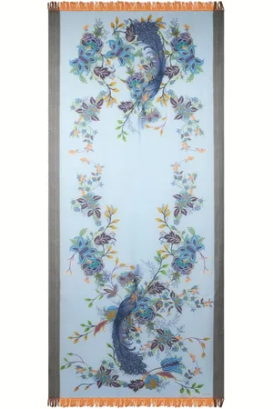 Etro Peacocks-print wool scarf