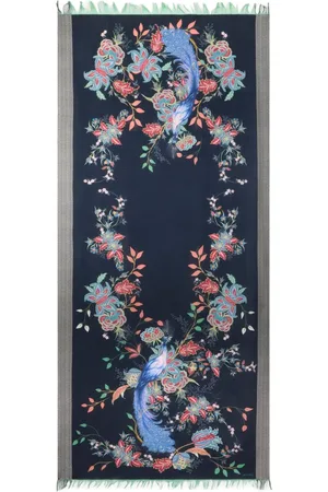 Etro Peacocks-print wool scarf