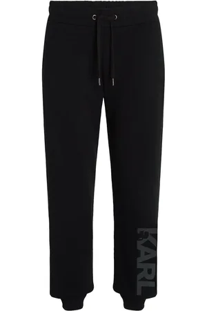 Karl Lagerfeld Flocked-logo organic-cotton track pants
