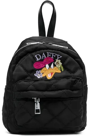 MONNALISA Daffy-embroidered quilted backpack
