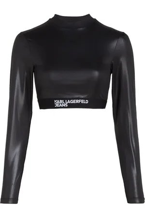 Karl Lagerfeld Logo-hem coated crop top