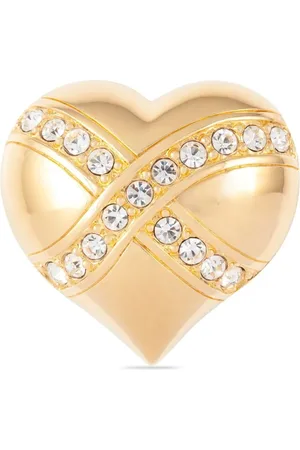 Swarovski 1990s crystal-embellished heart brooch