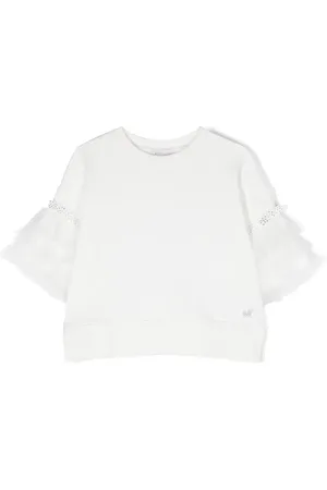 MONNALISA Tulle-sleeves T-shirt