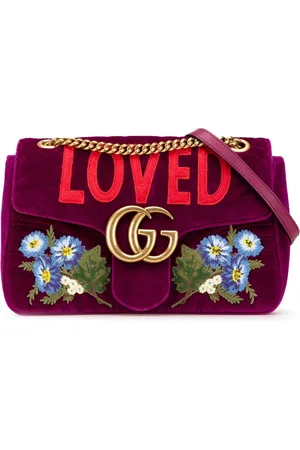 Gucci 2016-2024 Medium GG Marmont Embroidered Velvet Matelasse Loved Flap crossbody bag