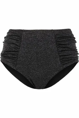 Ganni Metallic threading high-waisted bikini bottoms