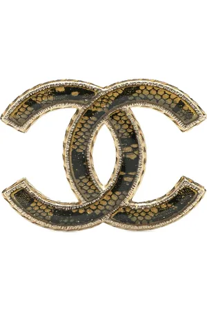 CHANEL 2013 Faux Lace and Resin Gold Plated CC Brooch costume brooch