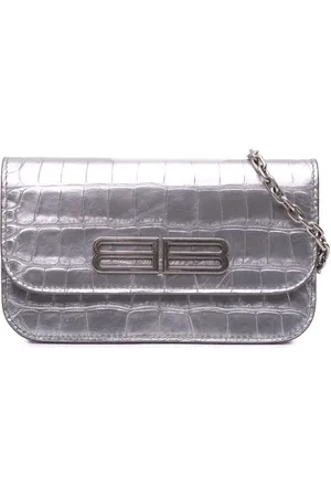 Balenciaga 2009 Croc Embossed Lambskin Gossip Wallet on Chain crossbody bag