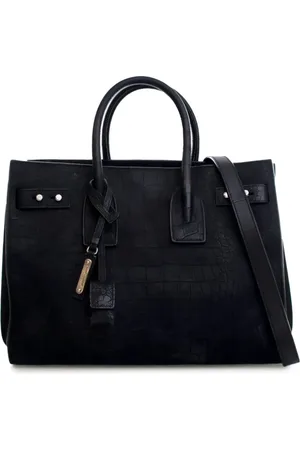 Saint Laurent 2018 Small Croc Embossed Suede Sac De Jour satchel
