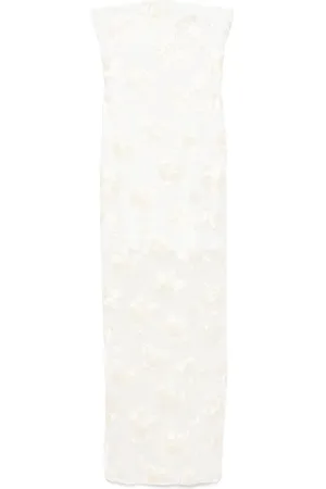 ROTATE Floral-appliqué tulle maxi dress