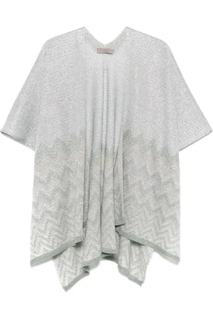 D.EXTERIOR Chevron-knit poncho