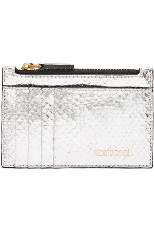 Roberto Cavalli Metallic-leather card holder