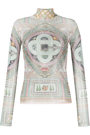 Casablanca Le Labyrinthe-print mesh top