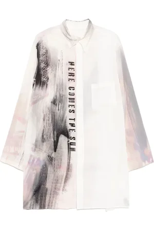 YOHJI YAMAMOTO Printed asymmetric-collar shirt