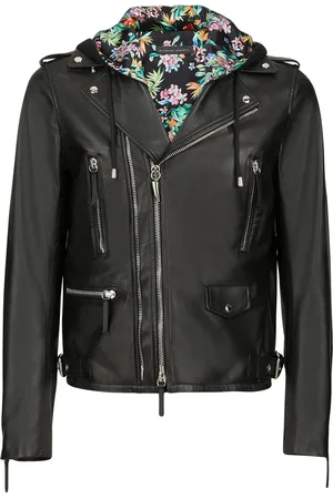 Giuseppe Zanotti Floral-lining biker jacket