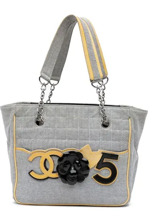 CHANEL 2005-2006 CC Camellia No. 5 Choco Bar Canvas Tote shoulder bag